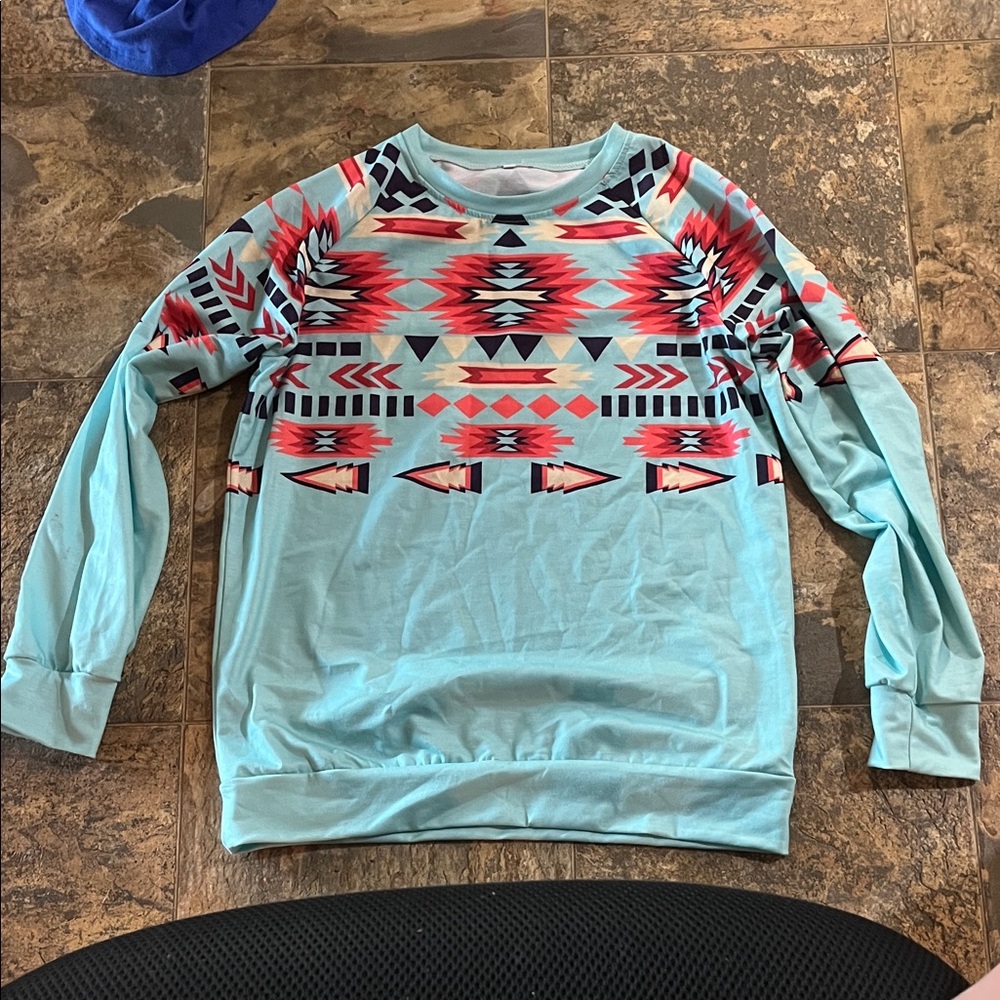 Tribal Print Long Sleeve Sweatshirt